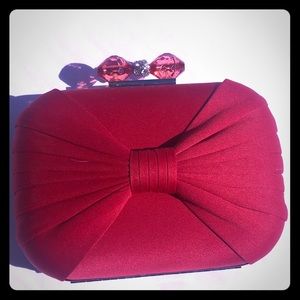 Jessica McClintock candy red satin clutch